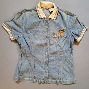 Disney catalog vintage bambi denim shirt size medium